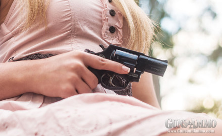 NSSF research shows women aren't always shopping for pink guns, as depicted by this NSSF report covers this issue in detail. Taurus Model 85 revolver.