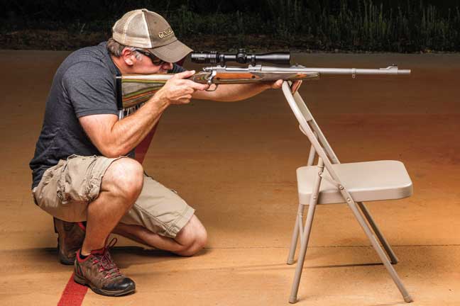A chair allows the shooter to build a position at a couple of different elevations. This forces us to work on getting stable, which should be the goal of any range session (not shooting groups).