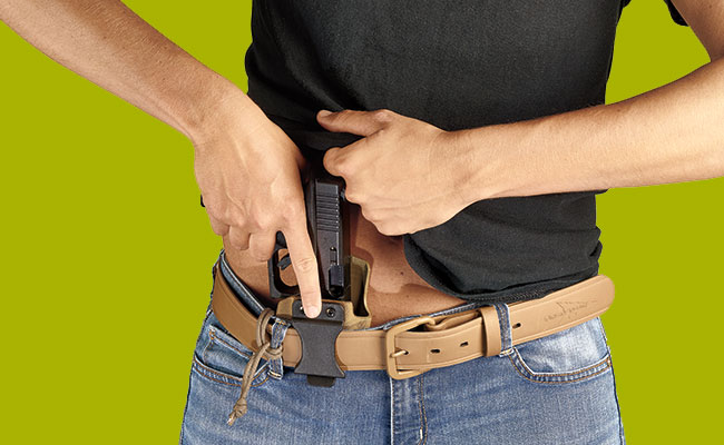 The SSV holster features a plastic IWB J-hook belt clip for 1½-inch belts. A cord serves as a belt-loop lanyard.