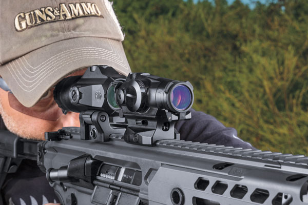 Used in combination, a shooter can take SIG Sauer's new Romeo4T red dot sight from the muzzle out to 200 yards, and then add the Juliet4 magnifier to gain an additional few hundred yards of range.