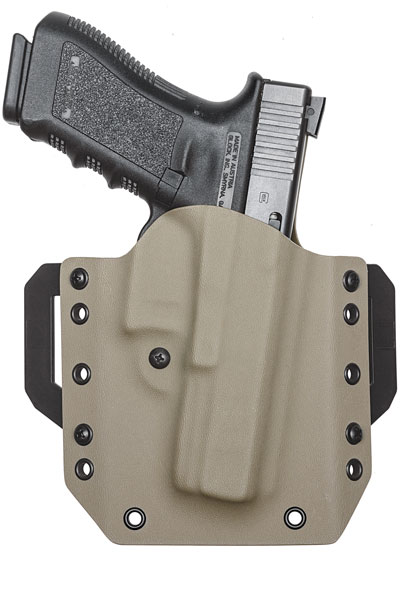 The LightDraw Kydex OWB holster was easily ordered online at vedderholsters.com. Color and pattern options are available for an upcharge, including licensed patterns from Kryptek, Mossy Oak and Realtree. However, there is no additional charge for black. $66