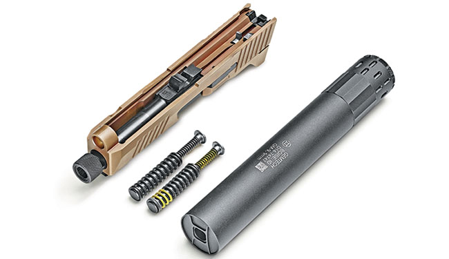 The crowned barrel is threaded 1/2-­inch by 28, making it suppressor ready. Two recoil springs are included to ensure all types of configurations will function with all varieties of 9mm ammunition.