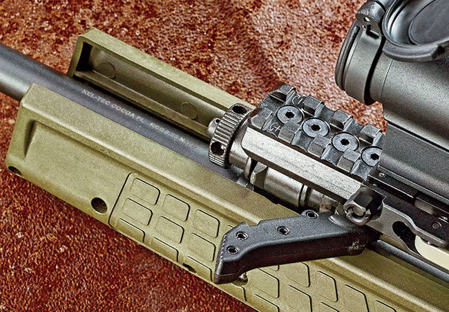 There’s a charging handle located on the left side of the RDB-­C near the adjustable gas valve.