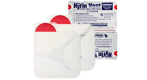 The HyFin chest seal in the UCR is designed to work, even if the patient is covered in blood, sweat, body hair or other environmental contaminants.